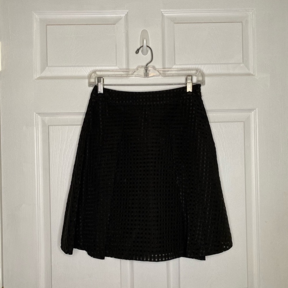𝅺1.state Black Laser Cut Fit & Flare Skirt XS NWT